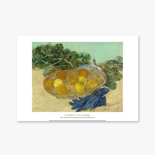 타임세일40%) [B4] 명화 포스터 011 Vincent van Gogh Still Life of Oranges and Lemons with Blue Gloves 빈센트 반 고흐