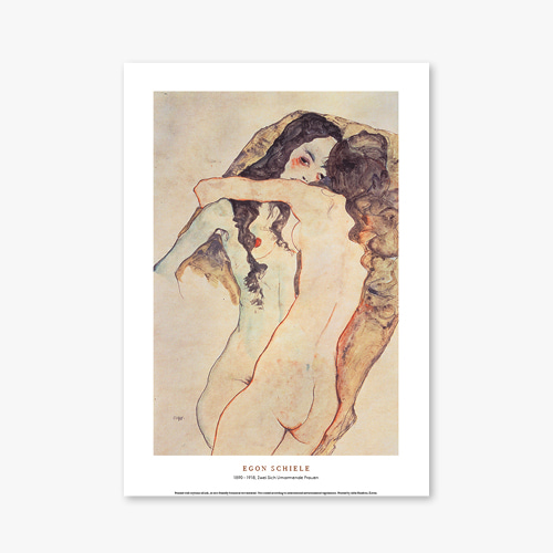 타임세일40%) [A4] 명화 포스터 001 Egon Schiele Zwei Sich Umarmende Frauen 에곤 실레