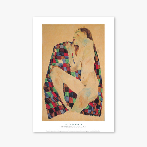 타임세일40%) [A3] 명화 포스터 037 Egon Schiele Weiblicher Akt Auf Kariertem Tuch 에곤 실레